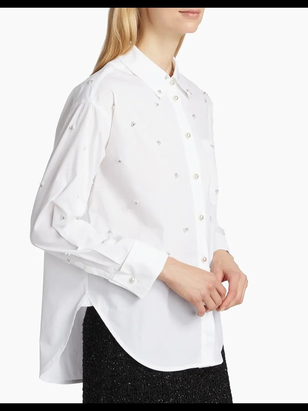 Kate Spade Embellished Poplin White Button-Down Shirt